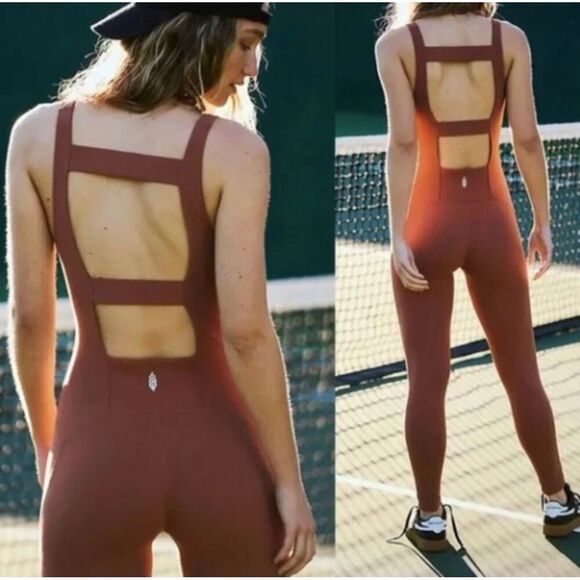 FP Movement Brown Never Better Jumpsuit Size Medium New - Picture 1 of 6